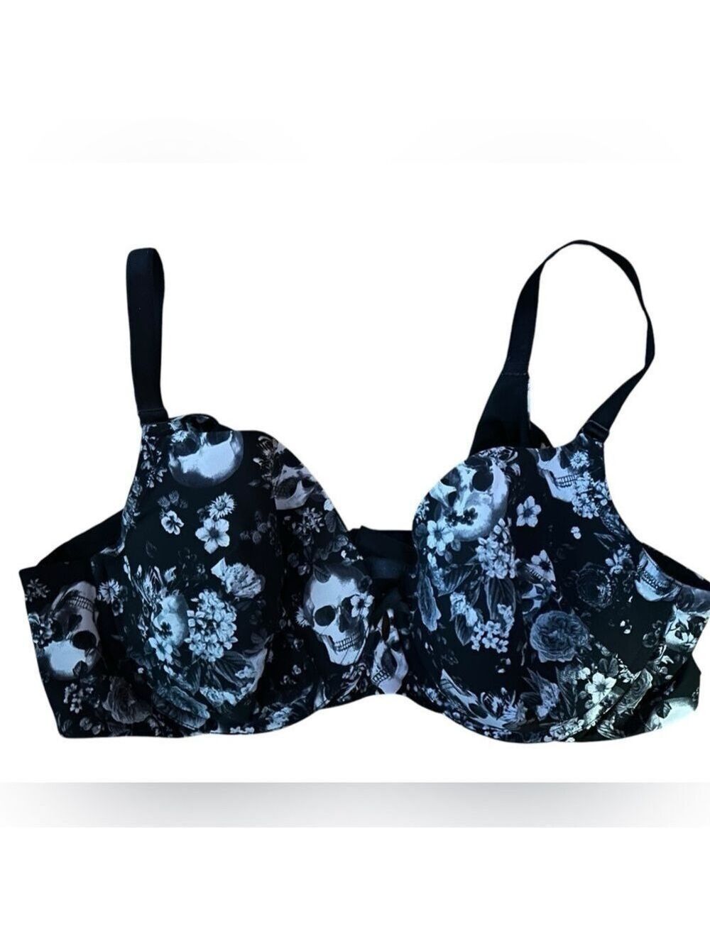 Torrid Black Skull Floral Lightly Lined Tshirt Bra Gothcore Whimsigoth Steampunk - Picture 5 of 10